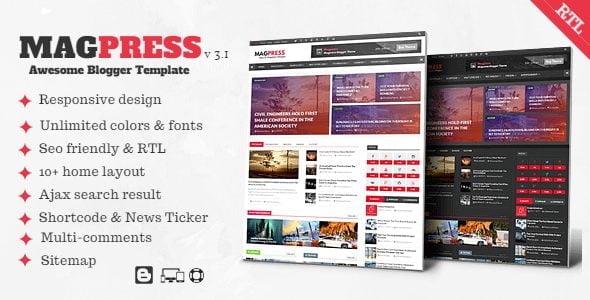 Free Download Magpress Magazine Responsive Blogger Template