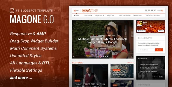 Free Download MagOne v6.2.6 Magazine Responsive Blogger Template