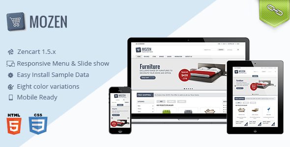 Free Download Mozen Responsive and Multipurpose Zen cart Theme
