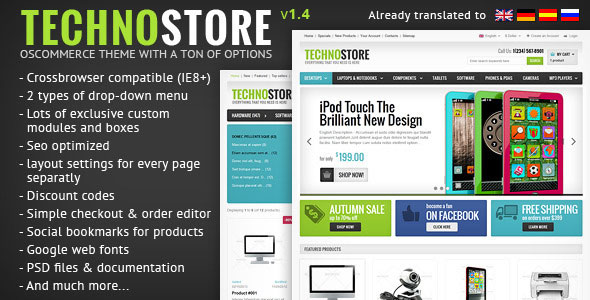 Free Download TechnoStore Responsive osCommerce Theme