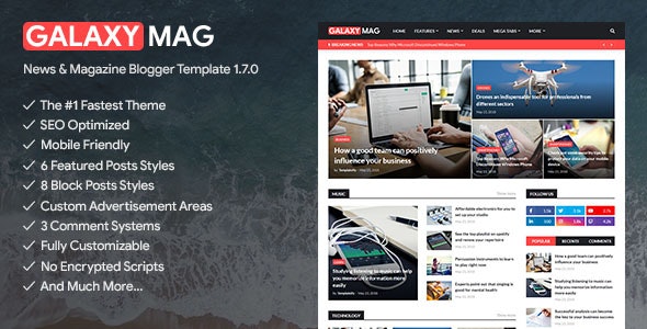 Free Download Galaxymag v1.7.0 Magazine Responsive Blogger Template