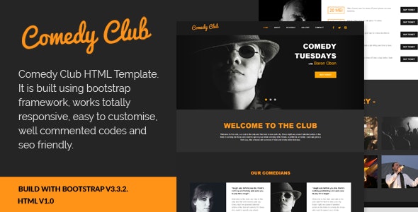 Free Download Comedy Club v1.0 Responsive HTML Template