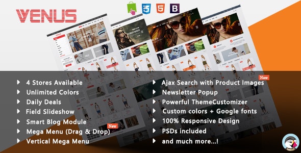 Free Download Venus v1.2 Responsive Prestashop Theme