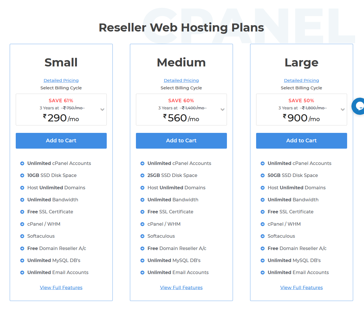 MilesWeb Reseller Plans